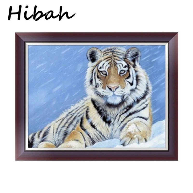 

5D Diy Diamond Cross Embroidered Round Diamond Embroidered Snow Tiger Diamond Mosaic Pattern Rhinestone Sticky