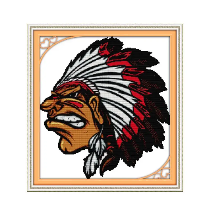 Indians Image 11CT 14CT Clear Print Cloth Features China Handmade DIY Furniture Cross Stitch Decorative Painting | Дом и сад
