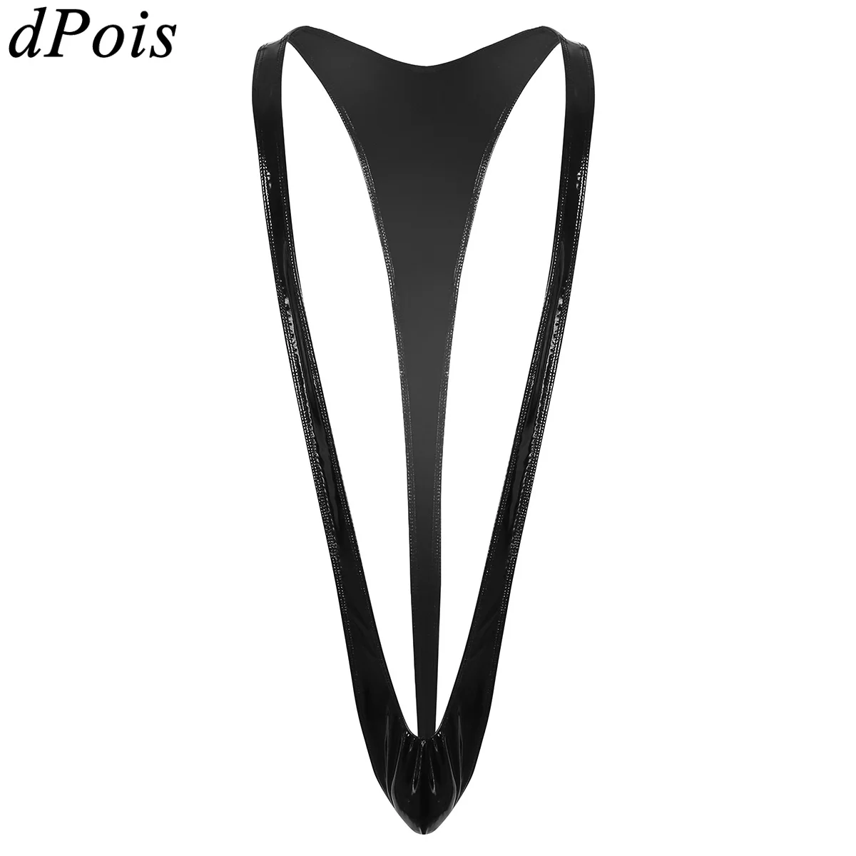 

Sexy Men Wet Look Leather Stretchy Sleeveless One Piece Swimsuit Mens V Shape Beach Swimwear Hot Lingerie Mankini Thong Bodysuit
