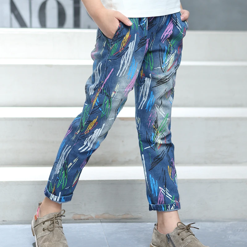 

Girls Jeans Brand Spring Children Denim Pants For Girls Fashion Casual Kids Clothing For Girls cartoon Cute Jeans For Girls 5-15