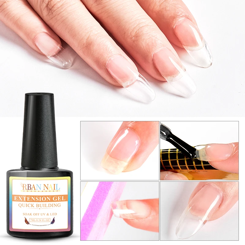 

RBAN NAIL 7ml Acrylic Poly Extension Gel Quick Building Gel Polish Clear Pink Nude Nail Tips Builder UV Gel Nail Art Soak Off