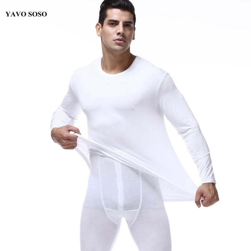 

Spring and Autumn men underwear suits plus size 7XL Soft o-neck Long Johns sets Tops and Pants Modal Men thin pajamas suits