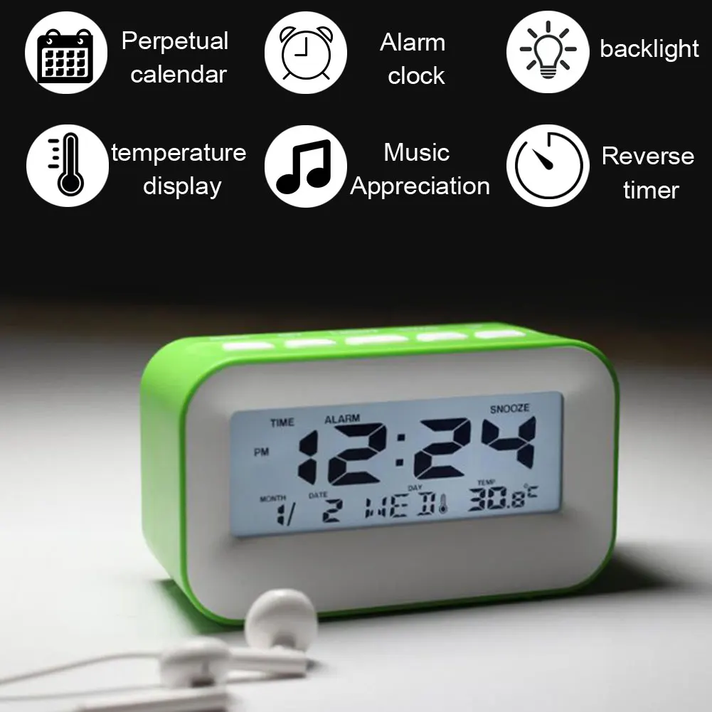 Backlight Durable Lightweight Digital Electronic Square Alarm Clock LCD
