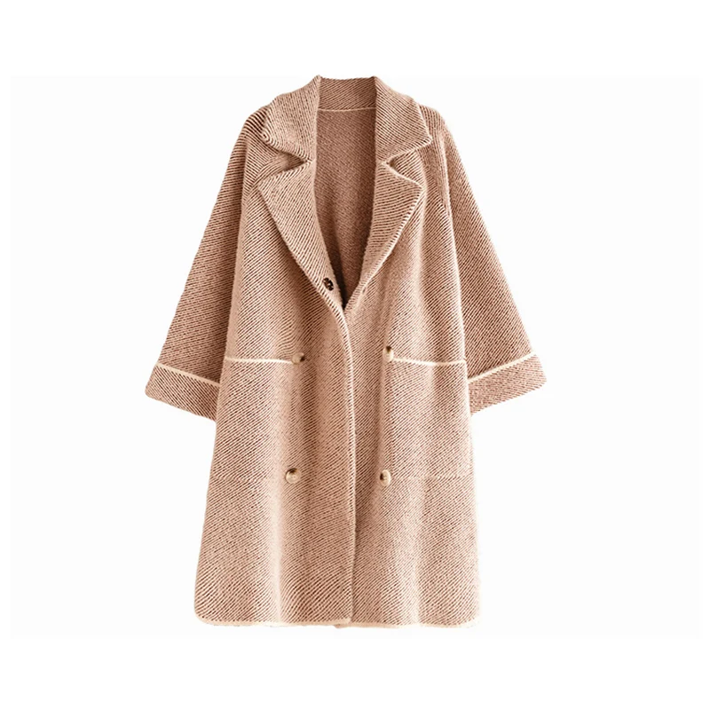 

Medium long Faux velvet coat fashion 2019 female winter new version loose sweater cardigan imitation water Imitation hair coat