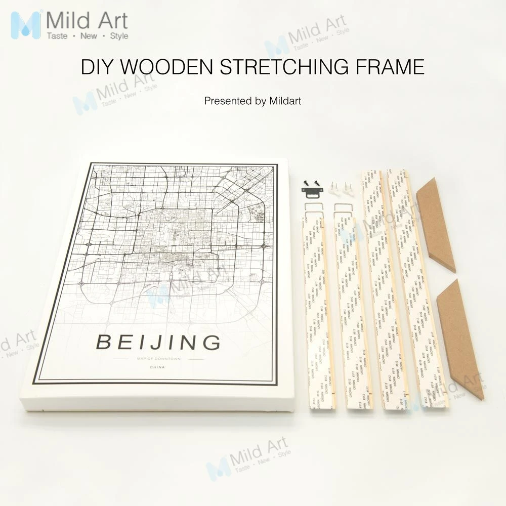 

DIY Minimalist A4 Natural Wooden Frames Stretched Canvas Painting Large Custom Personalized Poster Photo Picture Home Wall Decor