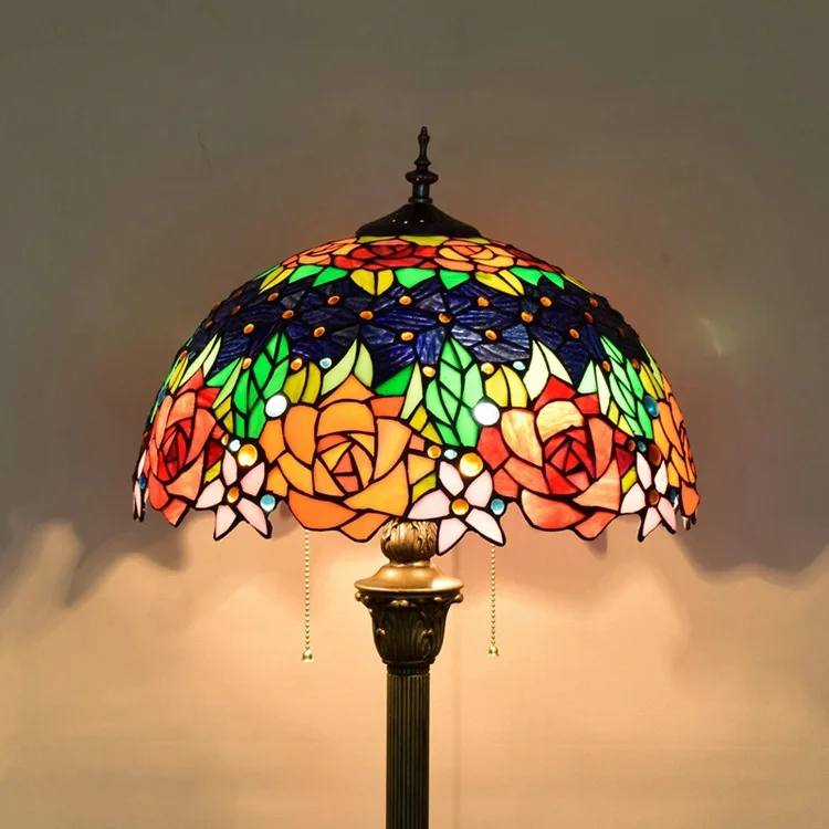 16inch Tiffany red rose flower Stained Glass floor lamp E27 110 240V ... 16inch Tiffany red rose flower Stained Glass floor lamp E27 110 240V ...