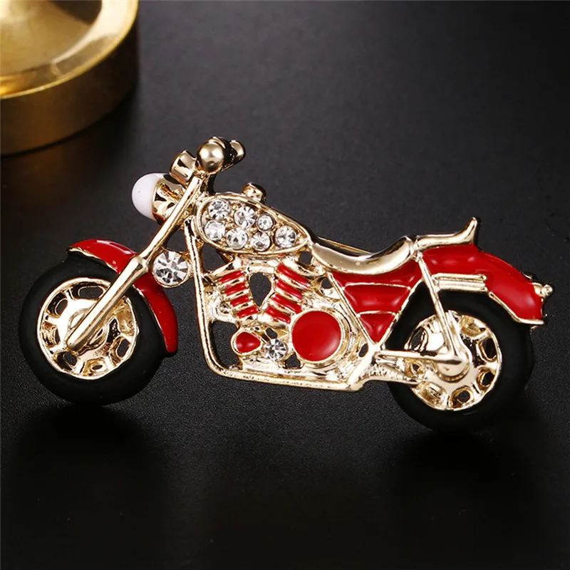 Motorcycle Brooch Gold-Color Red Enamel Brooches Girls Kids Gifts Jewelry  Suit Collar Sweater Accessories Pins Jewelry Brooches & Pins