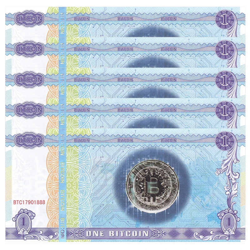 Биткоин One 1 шт. партия 5/10 не валюта бумажная Note BTC коллекционные товары подарок