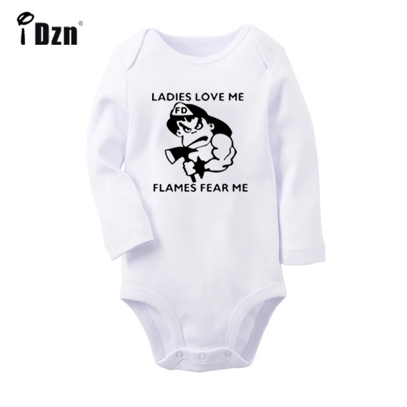 

Ladies Love Me Flames Fear me Firefighter Design Newborn Baby Boys Girls Outfits Jumpsuit Print Infant Bodysuit Clothes Sets
