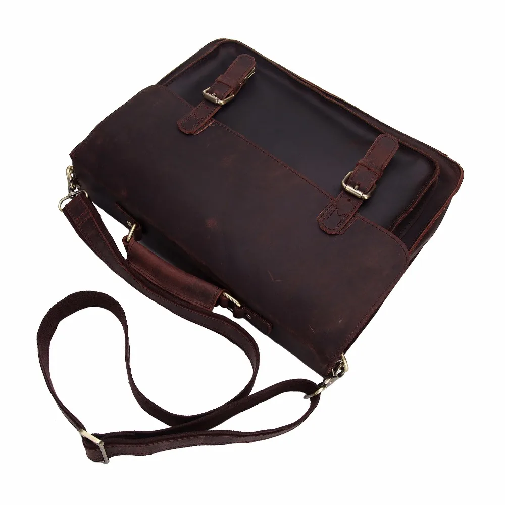 جلد طبيعي كريزي هورس الرجال حقيبة Crossbody مكتب الأعمال يد الرافعة حقيبة محفظة حقيبة كمبيوتر محمول ل رجل MS3001