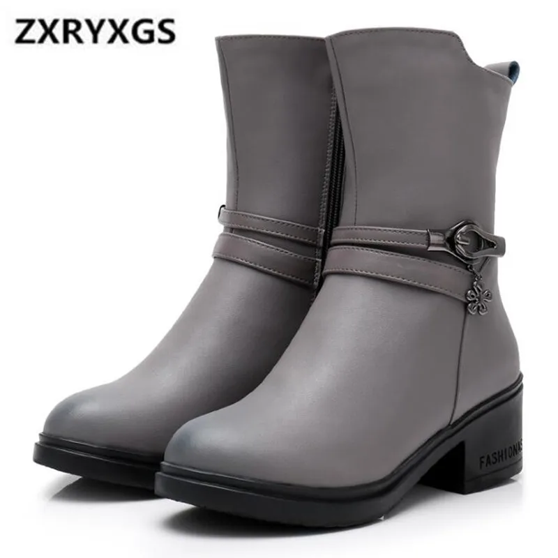 

2018 New Large Size Autumn and Winter Boots Women Shoes Fashion Genuine Leather Boots Non-slip Warm Plus Velvet Women Boots