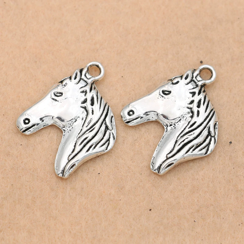 

10pcs Antique Silver Plated Horse Head Charms Pendants for Jewelry Making Diy Jewelry Findings 29x22mm