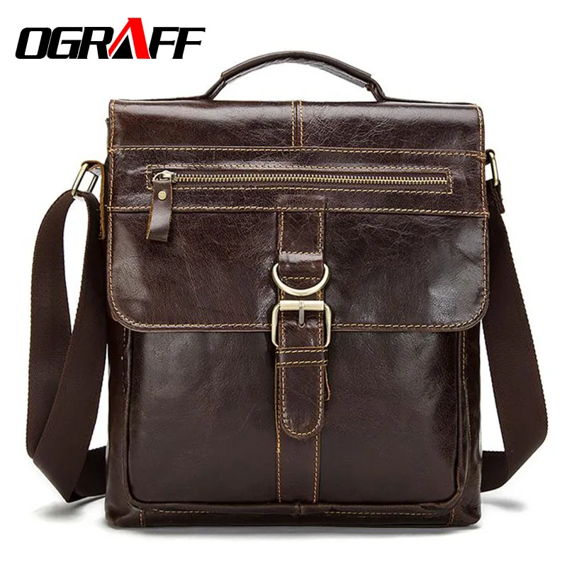 Buy OGRAFF Genuine Leather Shoulder Bags Men Messenger Bag Handbags Small Male