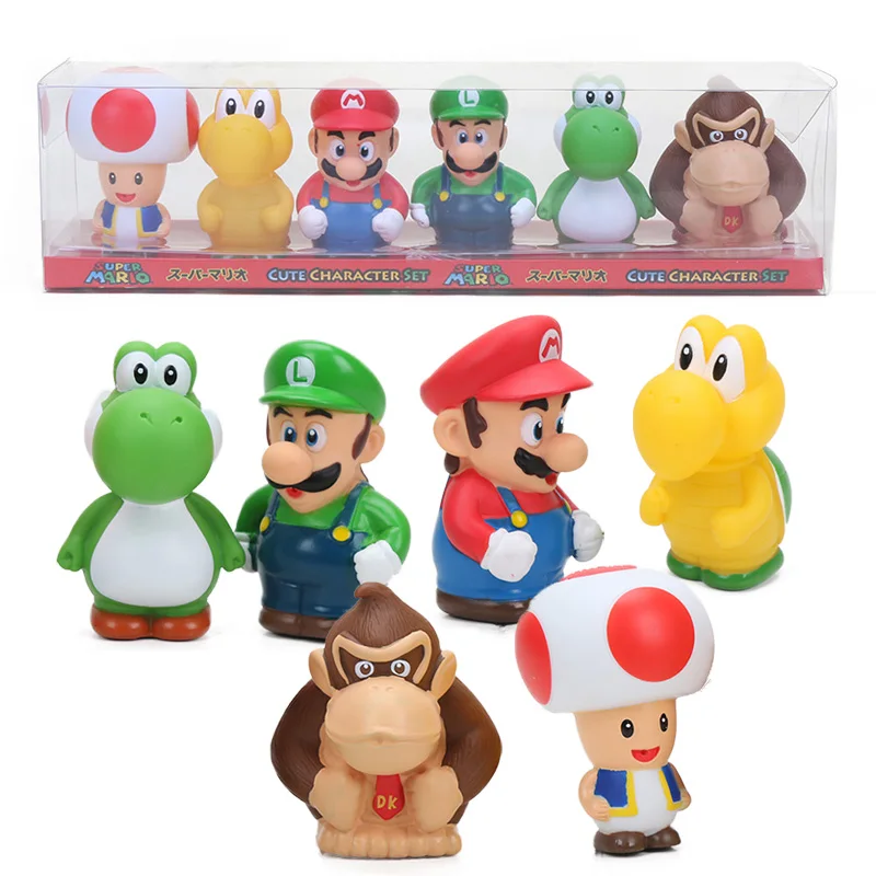 

Set of 6 2.5" Super Mario Bros Koopa Troopa Toad PVC Action Figure Mario Luigi Yoshi Donkey Kong Super Mario Figures Dolls Toys
