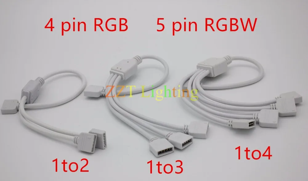 

4 Pin RGB 5pin RGBW Led Connector Cable 1 to 2 1 to 3 1 to 4 Female RGB Splitter Connector Cable For 3528/5050 LED RGB Strip