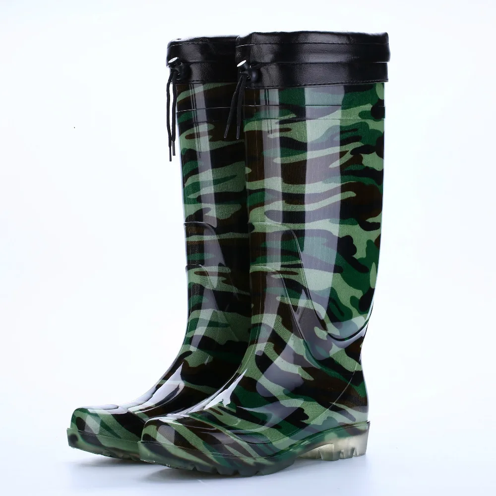 Men's Highheeled Rain Boots Camouflage Rain Boots Nonslip Wear