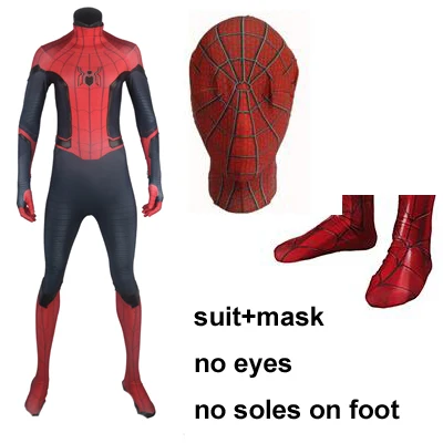 Костюм Человека-паука с резиновым логотипом, высокое качество, вечерние костюмы Человека-паука - Цвет: suit noeyes no soles