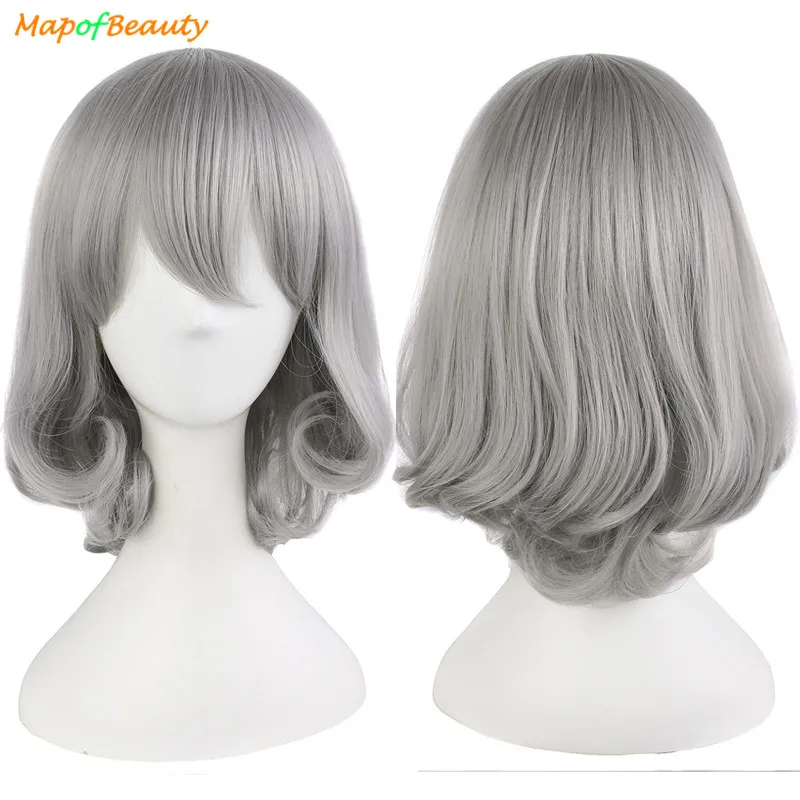 

MapofBeauty 16" Curly Grey Orange Yellow Cosplay Wigs Costume Party TouKen RanBu Honebami Toushirou Nautral Wig Synthetic hair