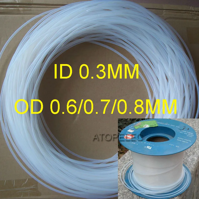 Id_0.3мм PTFE трубка od_0.6мм/0 7 мм/0 8 мм F4 жесткая труба 260Deg. C высокая температура |