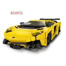 834pcs hot dream series racing racers yellow lightning sports car building block model bricks toys collection for kids gifts