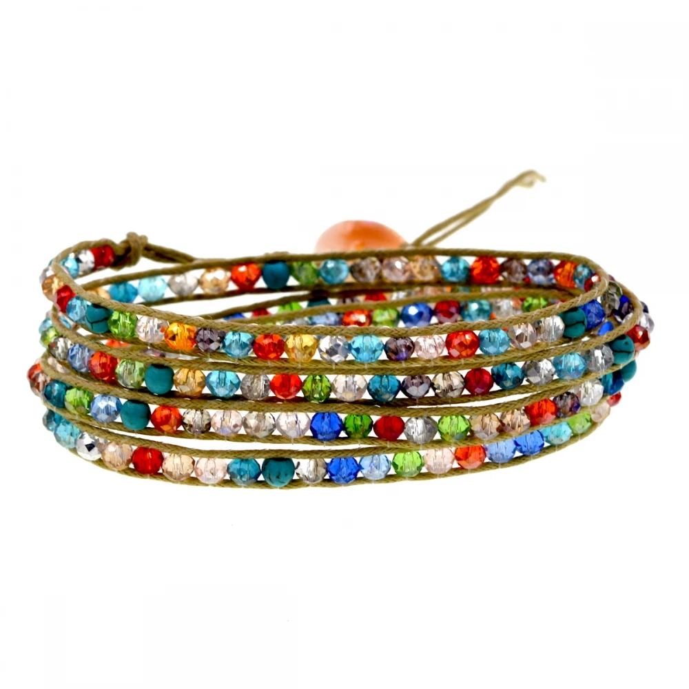 Fashion Women Wraped Bracelets Beaded Multi color Crystal 4 Wrapsin