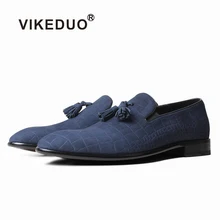 VIKEDUO/синие лоферы с тиснением под крокодила из натуральной матовой кожи; Мужская обувь без застежки; повседневная мужская обувь для вождения; Zapatos de Hombre