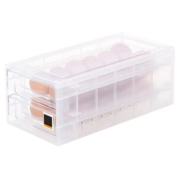 

1PC Egg Storage Box Transparent Double Layer Large Capacity Plastic Refrigerator Eggs Storage Container Holder Carrier
