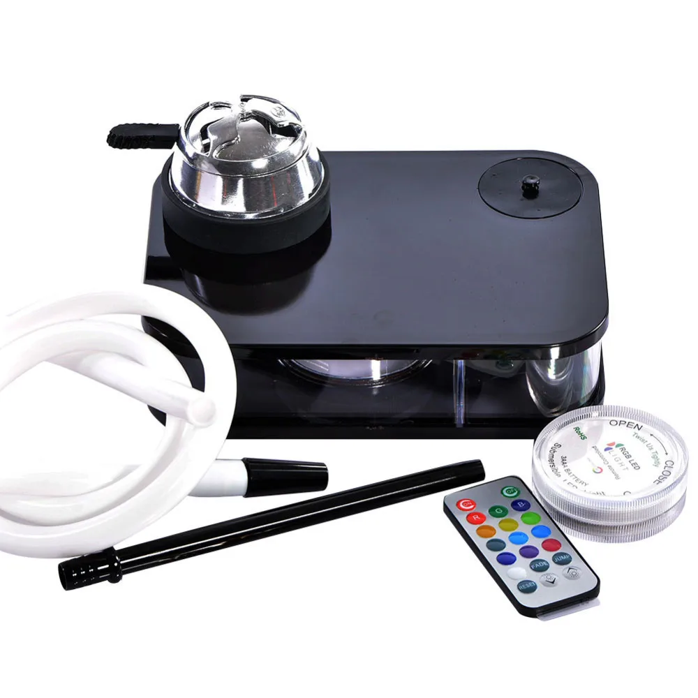 

Modern Acrylic Hookah Shisha Smoking Water Pipe With LED Light Arabian Hookah Lamp Set Eith Silicone Bowl Hose Charcoal Holder