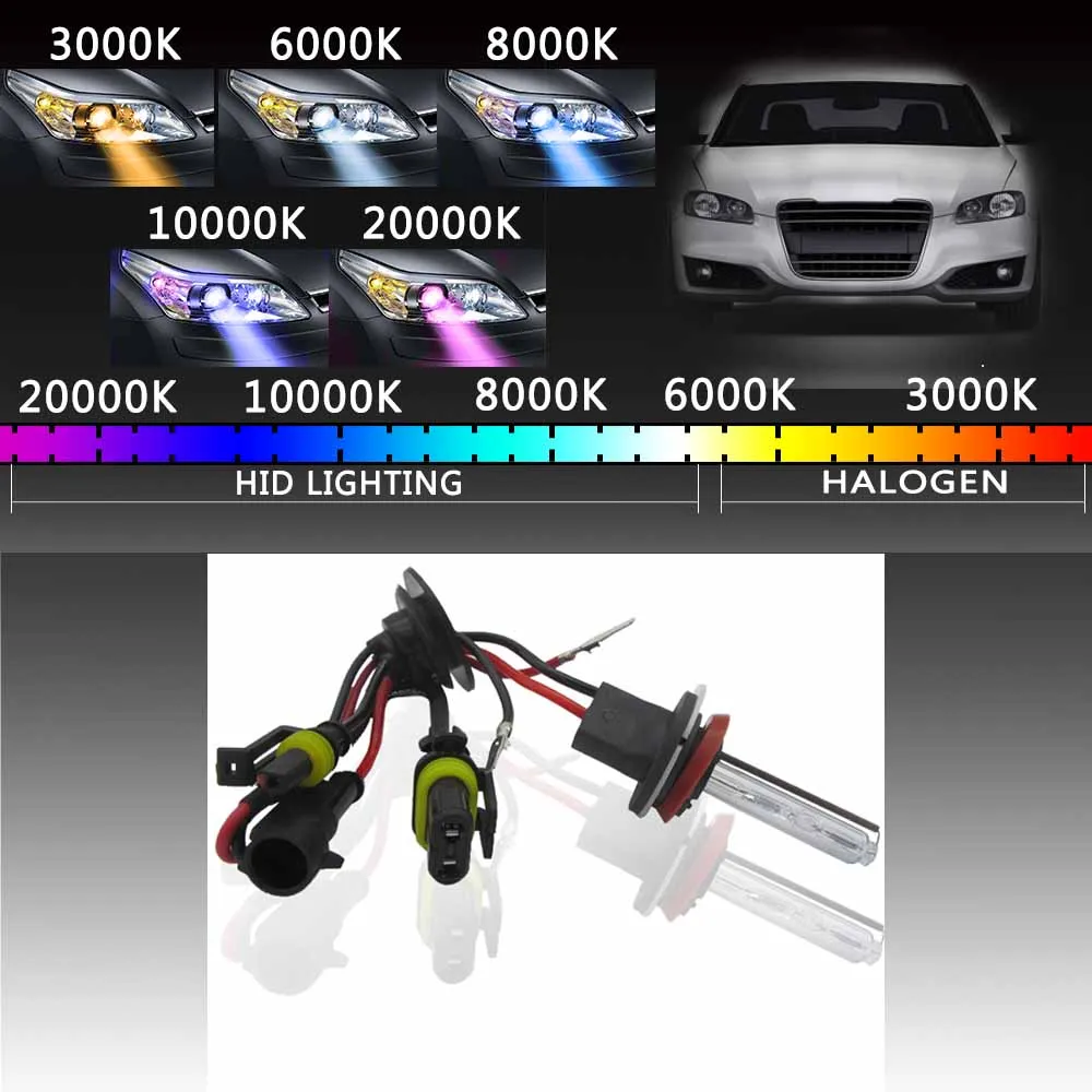 2 шт. автомобильные H8/H9/H11 ксеноновые HID лампы фар с балластами 6000 K/8000 K/10000 K/12000 K конверсионный комплект Авто 55W ксеноновый свет