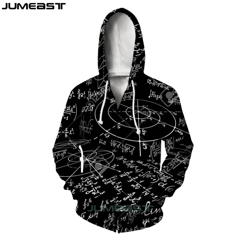 Бренд Jumeast, забавная физика, математическая формула, для мужчин/женщин, с 3D принтом, на молнии, с капюшоном, с геометрическим узором, с длинным рукавом, куртка, спортивный пуловер - Цвет: 1