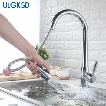 

ULGKSD Kitchen Faucet Pull Out New Style Sprayer Nozzle Chrome Nickle Brass Sink Taps Hot and Cold Mixer Taps