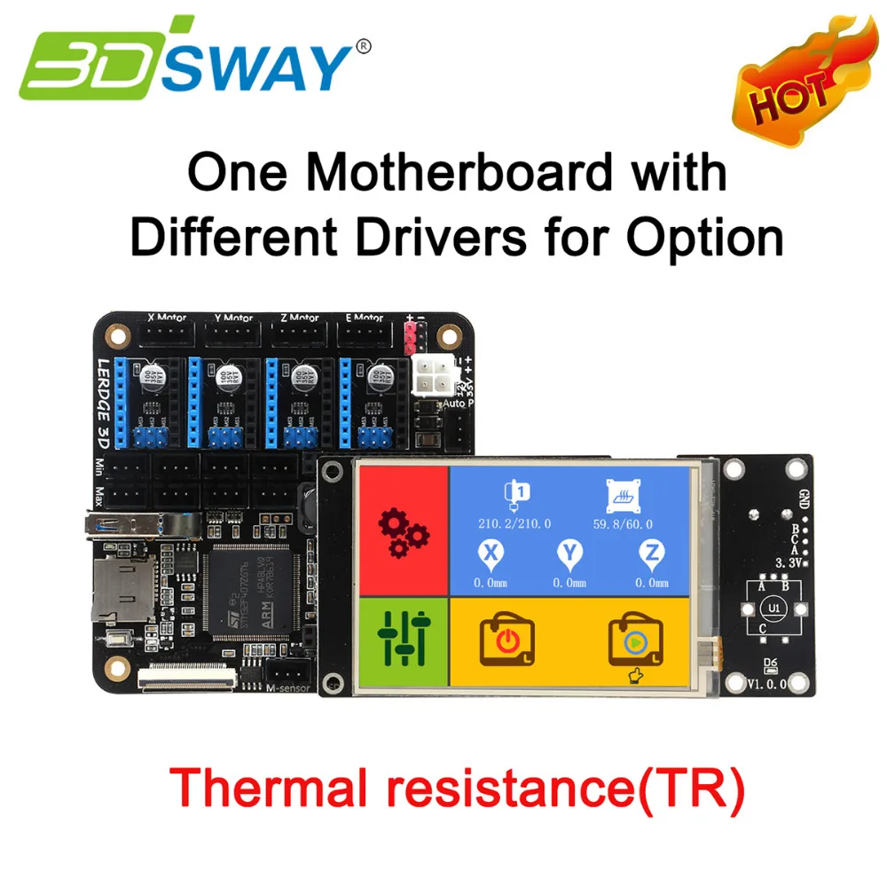 3DSWAY 3D Printer Motherboard Lerdge S Board with Thermistor ARM 32 bit