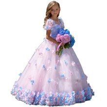 Floral Little Girls Pageant Dress Kids Evening Ball Gowns First Communion Robe Mariage Enfant Fille Wedding Flower Girl Dresses Floral Little Girls Pageant Dress Kids Evening Ball Gowns First Communion Robe Mariage Enfant Fille Wedding Flower Girl Dresses