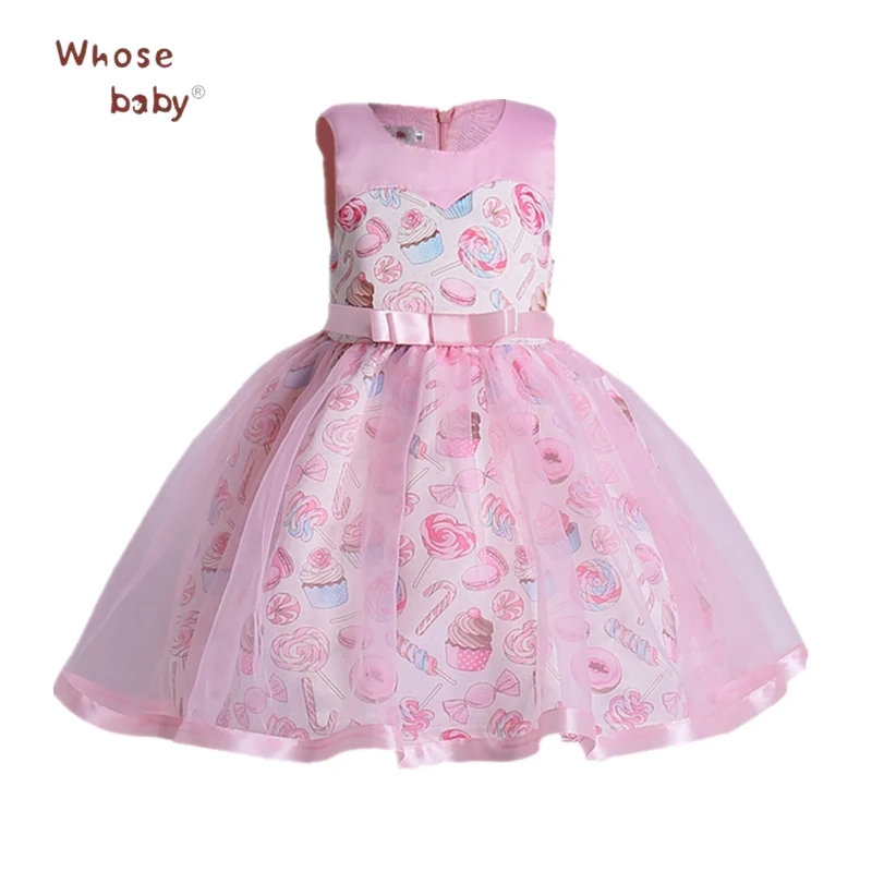 2018 Party Weeding Girls Dresses Printed Flower Princess