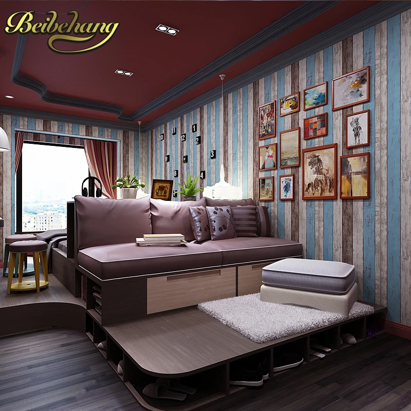 

Flock Classic stripe wall paper blue background wall wallpaper for living room striped wallpaper non-woven bedroom wallpaper
