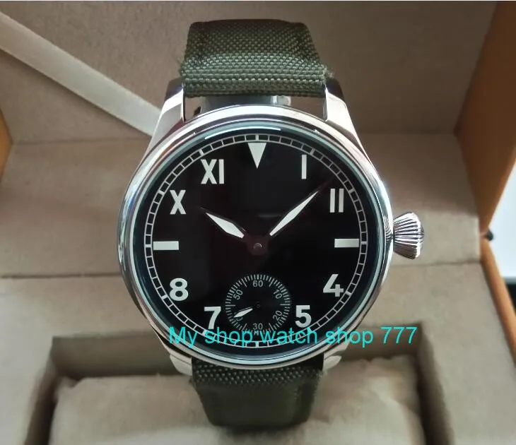 

green luminous 44mm parnis 6498 / ST3621 17 jewels Mechanical Hand Wind movement men's watches Mechanical watches 241A