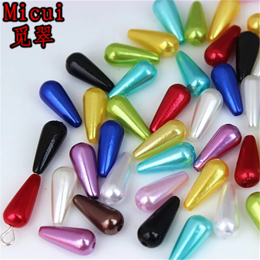 

Micui 100pcs/lot 6*14mm Drop Shape Imitation Pearls Beads Crafts Decoration for DIY Bracelets Necklaces clothing Making ZZ287