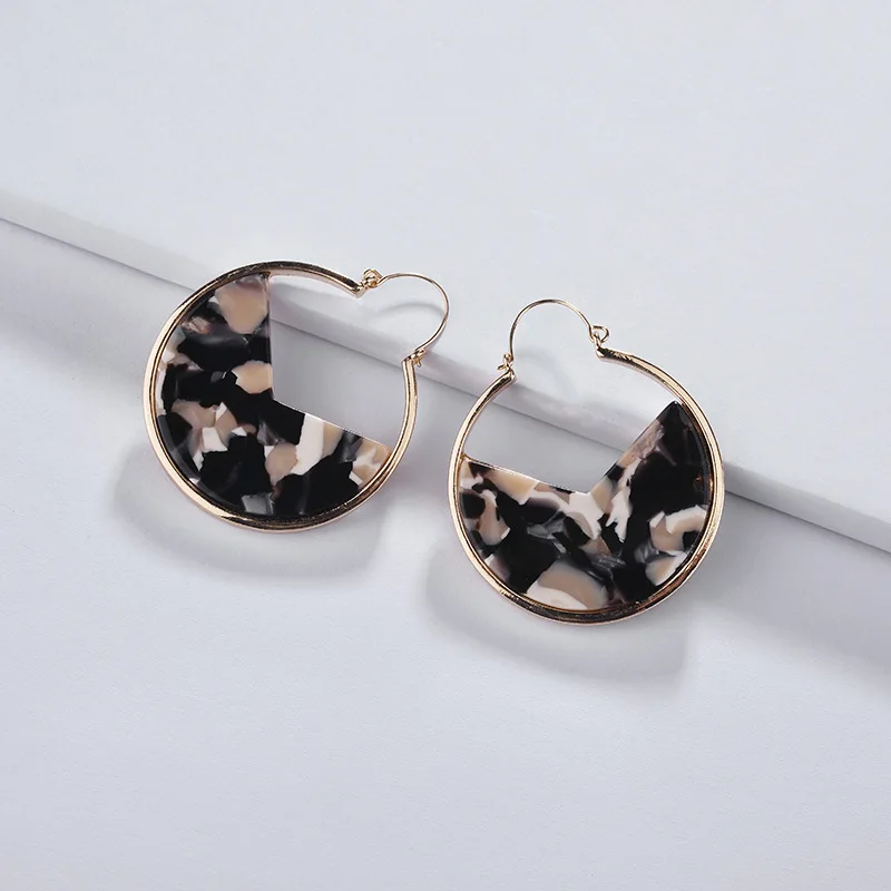 

Women Fashion Bijoux Accessory Drop Earring Geometric Round Acetate Resin Big Hyperbolic Statement Earrings Jewelry
