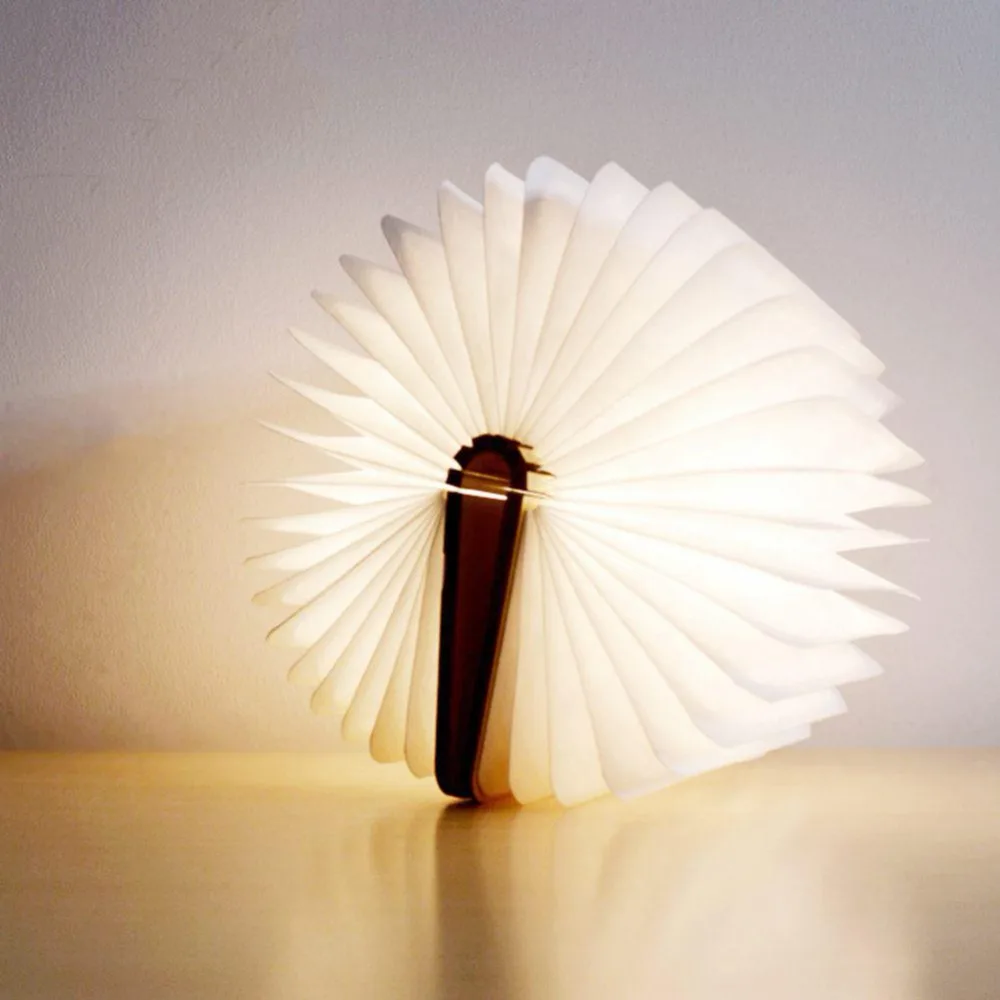  USB Rechargeable LED Foldable Wooden Book Shape Desk Lamp Nightlight Booklight for Home Decoration  - 32863046999