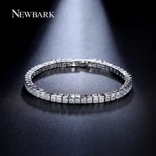 NEWBARK Classic Square 3mm CZ Tennis Bracelets for Woman Silver Color Princess Cut CZ Wedding Jewelry