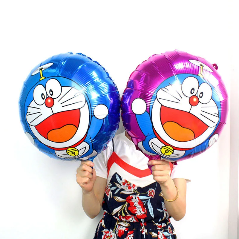 14 шт./лот мультфильм Doraemon воздушные шары из фольги День Рождения украшения 16 дюймов синий и розовый номер и точка латекса много детские игрушки