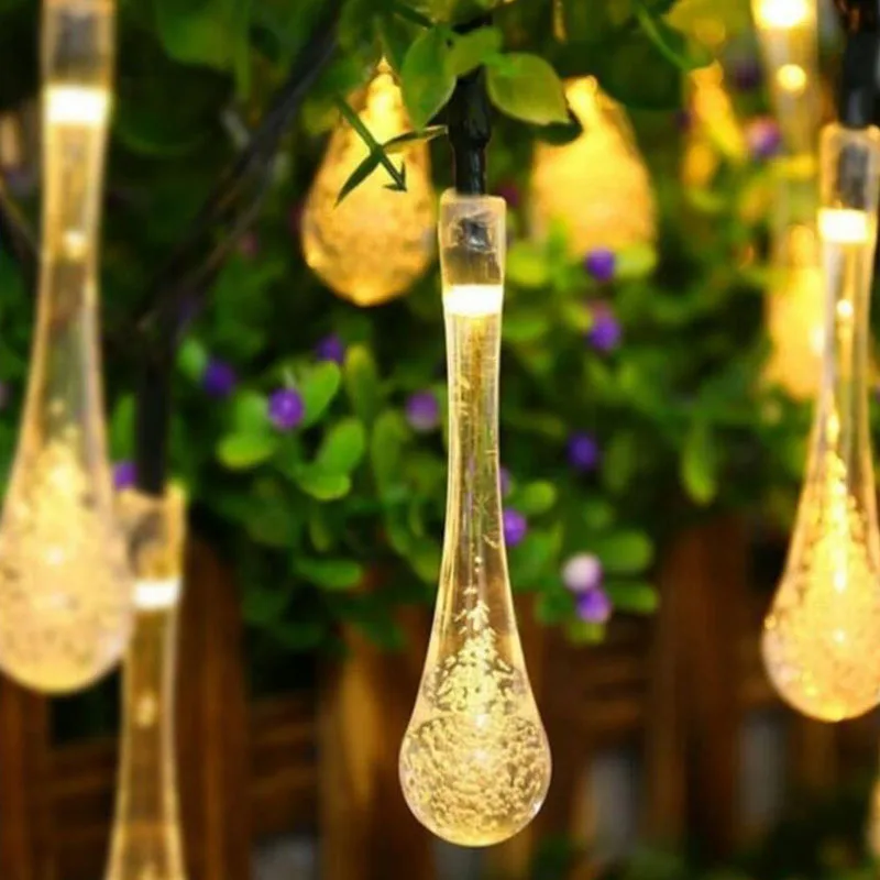 

Solar Powered String Lights 30 LEDs Waterproof Warm Water Drop Fairy String Outdoor Lighting Garden Holiday Paty Lights
