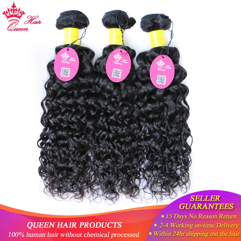 Queen hair волна воды натуральные волосы Связки сделки 3 шт./лот перуанский волосы remy ткань расширением натуральный цвет 1B можно окрашивать