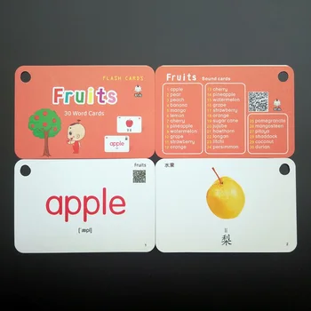 

32Pcs/Set Fruits Vegetables Chinese & English Flash Cards Pocket Card Baby Chlidren Educational Toys