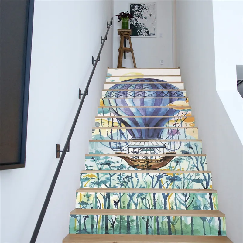 

13 Pieces/Set Creative DIY 3D Stairway Stickers Watercolor Balloon Pattern for House Stairs Decoration Staircase Wall Sticker