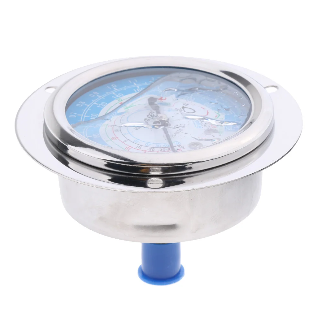 Liquid Filled Pressure Gauge For Water Oil Hydraulic Refrigerant 1.8MPa, Clear and fast reading, dual scale: PSI / MPa