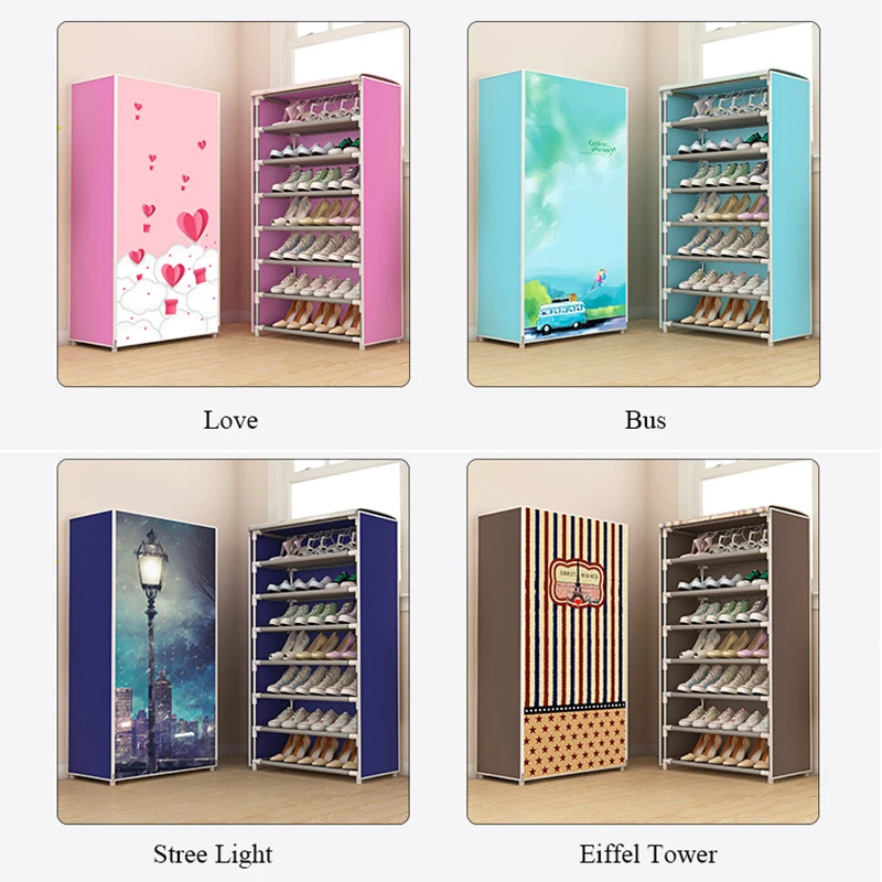 Shoe Rack Simple Assembled Dustproof Space Saving Shoe Organizer Storage Closet System Home Shoes Shelf Cabient Keep Room Neat