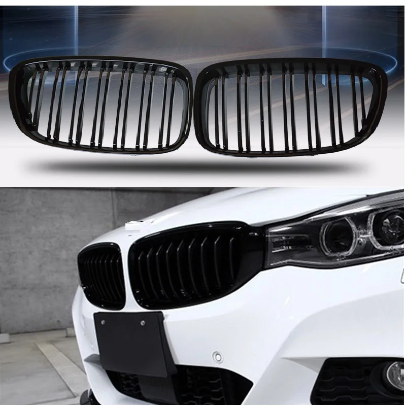 

CITYCARAUTO CAR STYLING FRONT BUMPER RACING GRILLE GRILLS MASK BLACK 2 BAR FIT FOR BMW 5GT SERIES F07 530D 535I 550I GT 2010-17