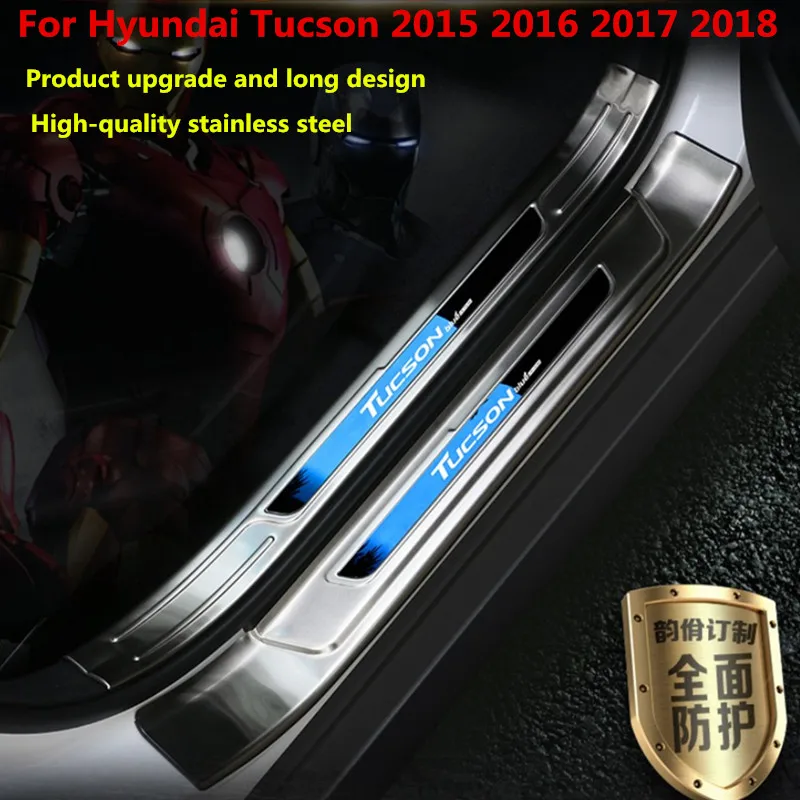 

High quality stainless steel Plate Door Sill Welcome Pedal Car Styling Accessories For Hyundai Tucson 2015 2016 2017 2018-in Ner