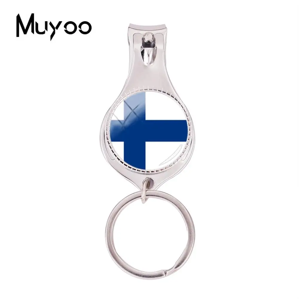 

2018 Fashion Flag Of Finland Multifunctional Keychain Glass Cabochon Nail Clipper Keyring Silver Handmade Jewelry Nail Clippers